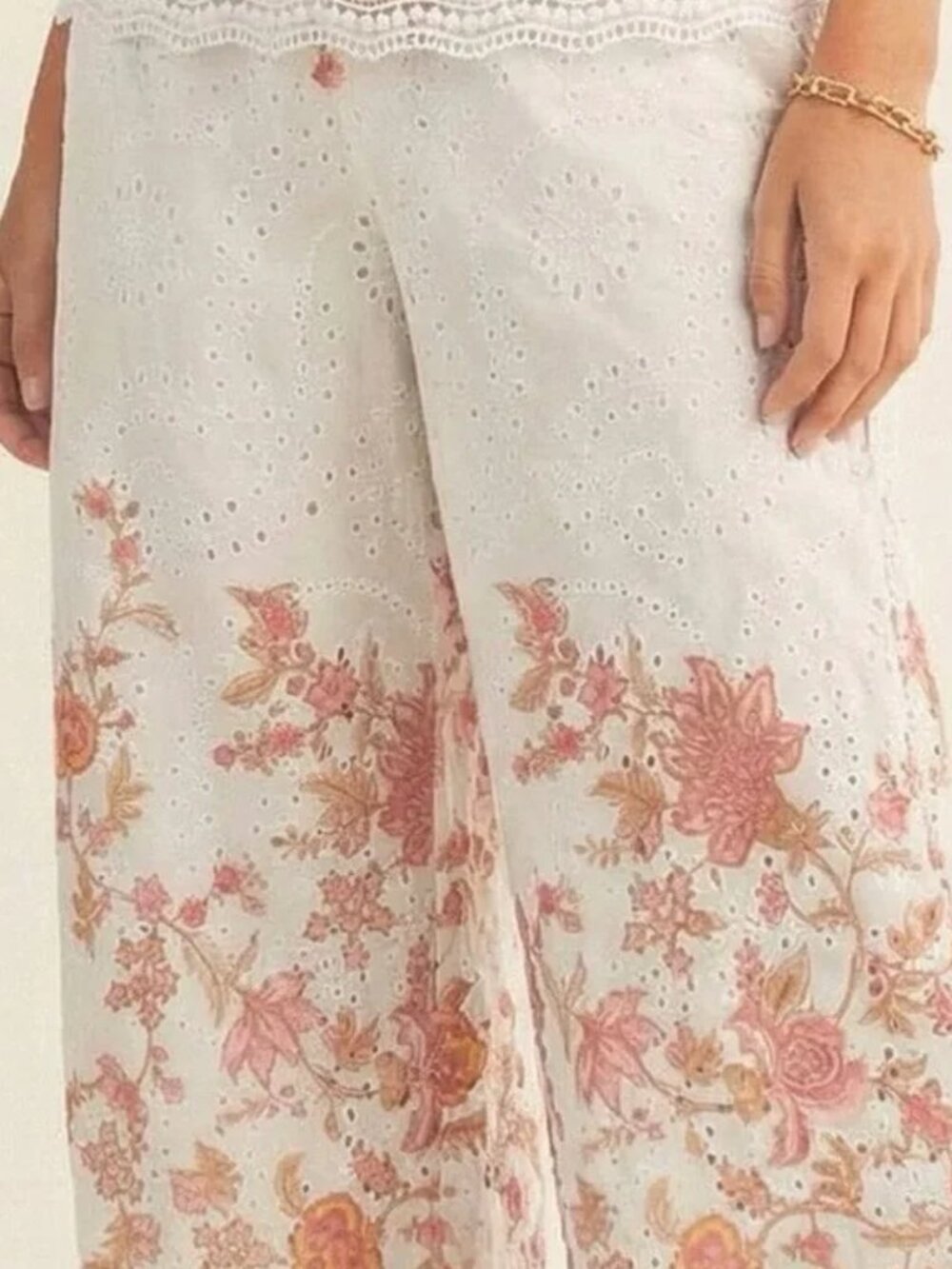 NWT Floral Embroidered Wide-Leg Pants & Cami Set - Large - Picture 3 of 3